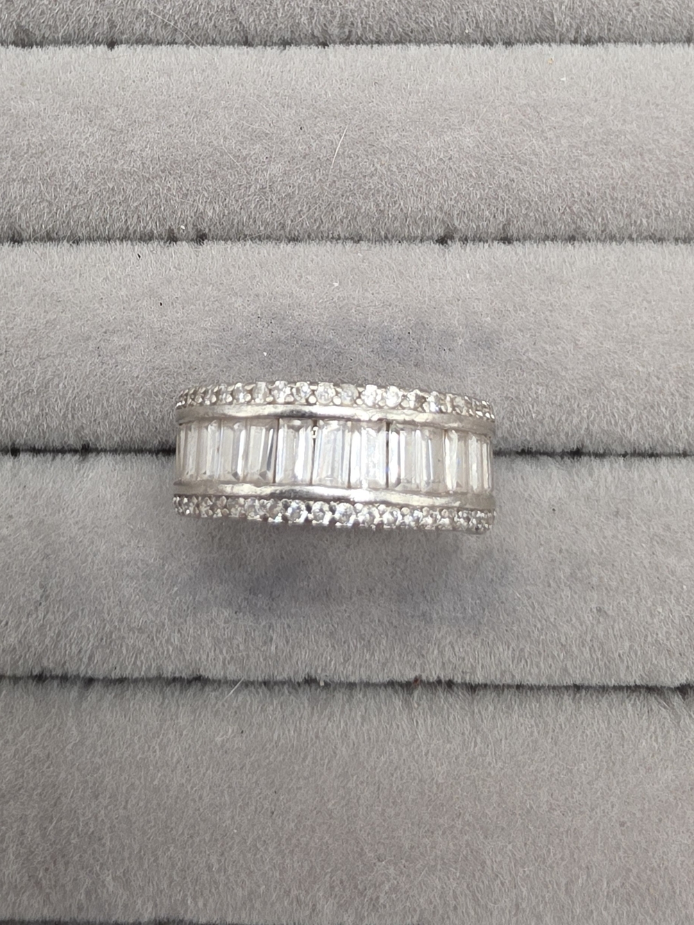 Silver Baguette & Pavé Cubic Zirconia Eternity Band - Women Jewelry